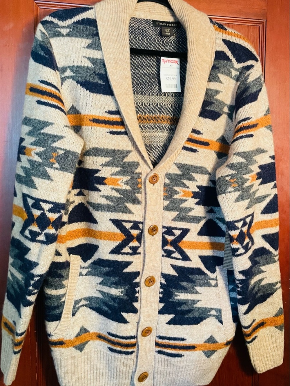 Ethan Pierce Southwestern Aztek Buttondown Sz. M Cardigan